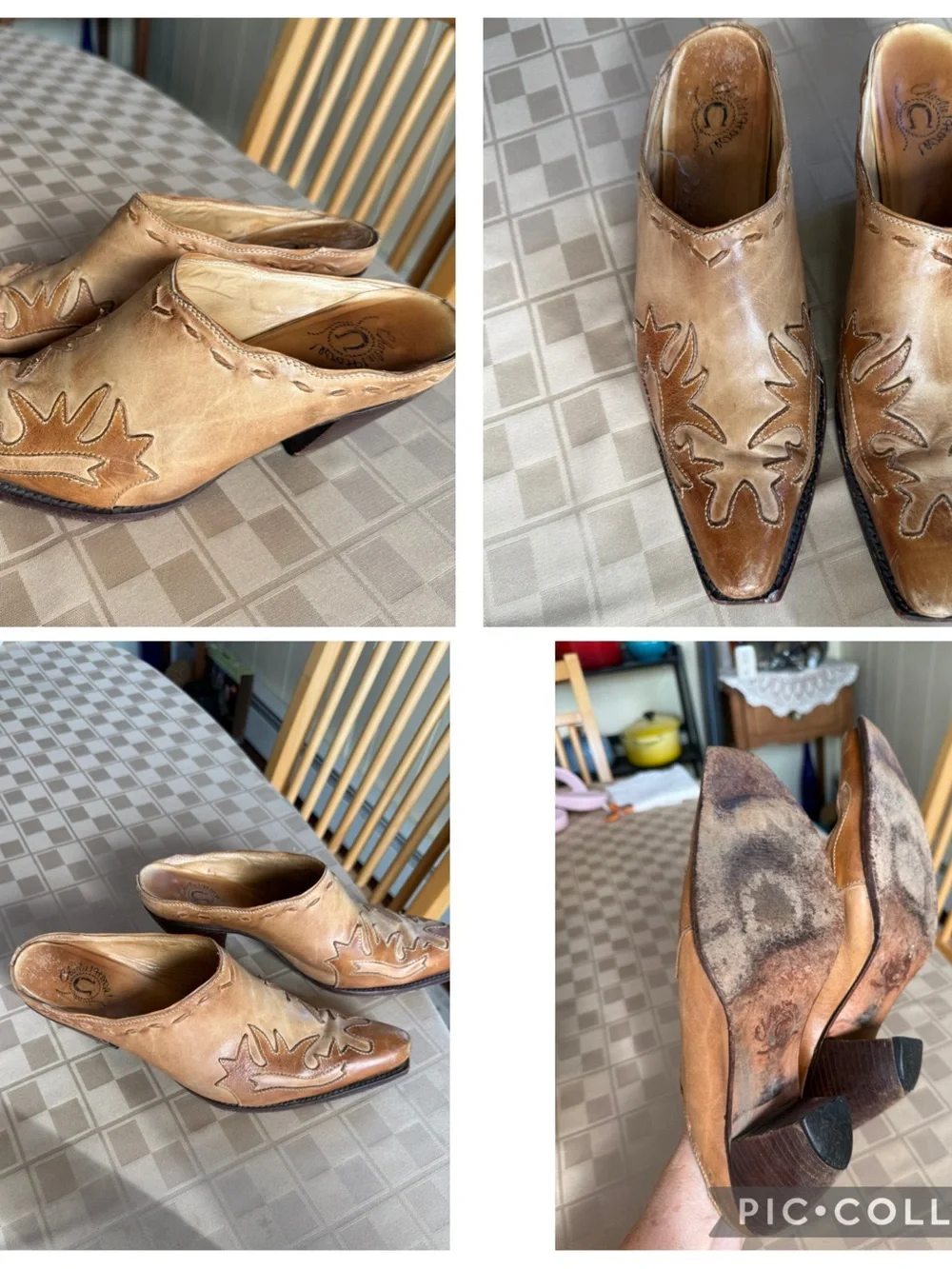 Women’s Brown Leather Western Ankle Mules